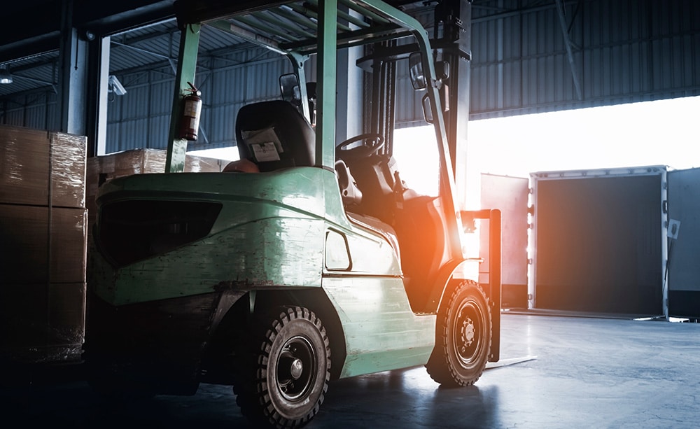 forklift in a warehouse